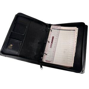 Vtg Day Runner Classic Black Planner Binder Zipper 3 Ring Insert Monthly Tabs